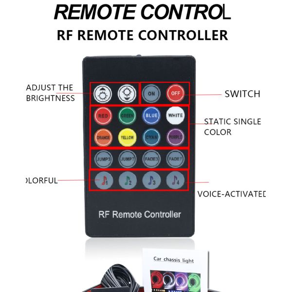 Colorful Voice Control Ambience Car Headlight Led Strip Decorative RF Rgb 5050