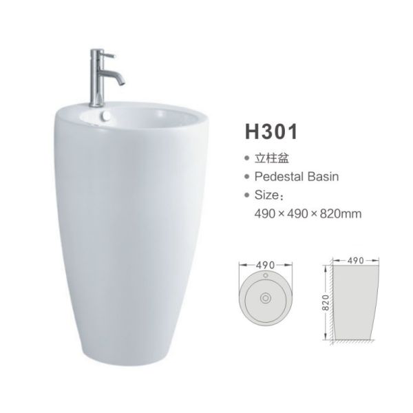 Fixing to Wall with Back Bathroom Sanitary Ware Ceramic Standing Pedestal Sinks Wash Basin