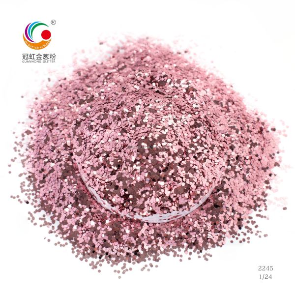 PET Hexagonal Glitter Powder Bright Red 1/4"-1/360" Size