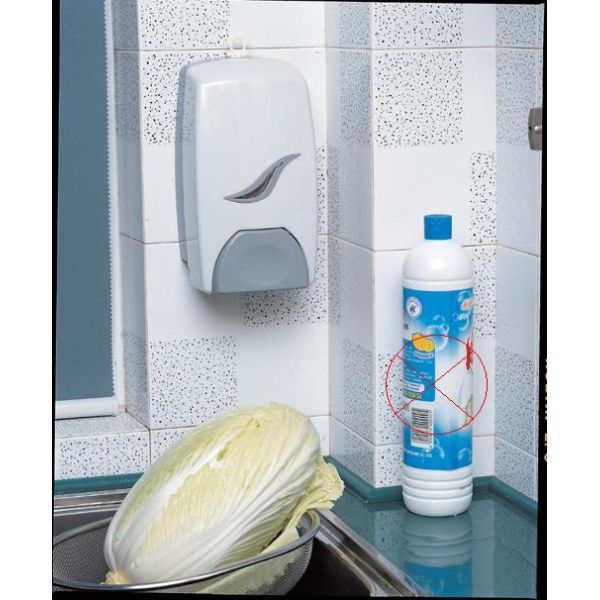 White Manual Hand Soap Dispenser With Refillable Cartridge And Sealed Pouch
