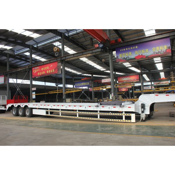 Truck Trailer Excavator Transporting Gooseneck Lowbed 3 Axles 60ton Low Bed Trailer with Ladder