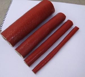 China Red Color Silicone Coated Fiberglass Sleeving , Silicone Wire Sleeve on sale