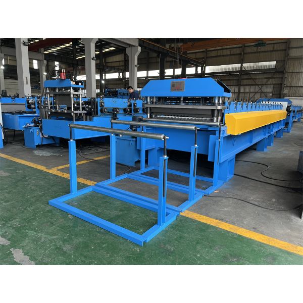 5T Manual Decoiler Roofing Wall Panel Roll Forming Machine With Hydraulic Post Cutting