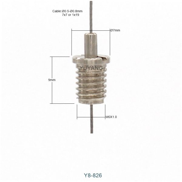 M6 Brass Cable Gripper 9mm Diameter Bottom Exit Grippers 7x7mm Compact