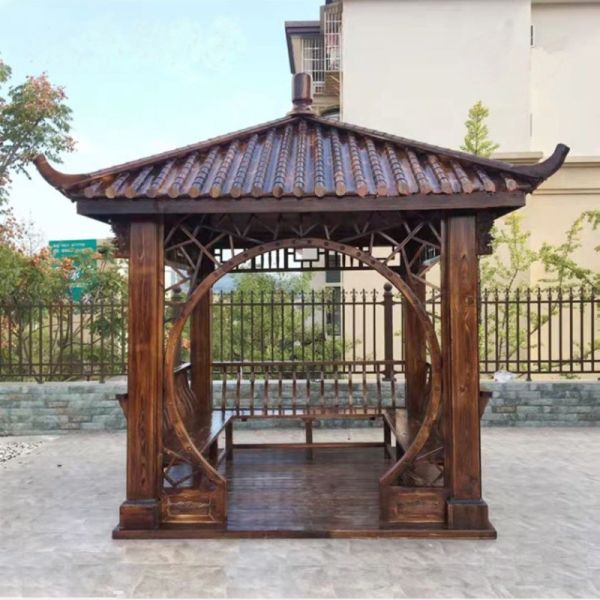 Hexagonal Chinese Wood Gazebo Outdoor Garden Pagoda Pavilion 2.6m