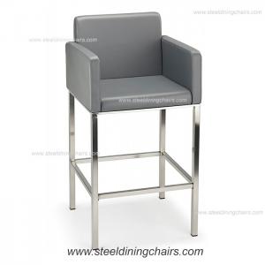 Buy cheap Fixed Counter 98CM 52CM metal Grey Faux Leather Bar Stools product