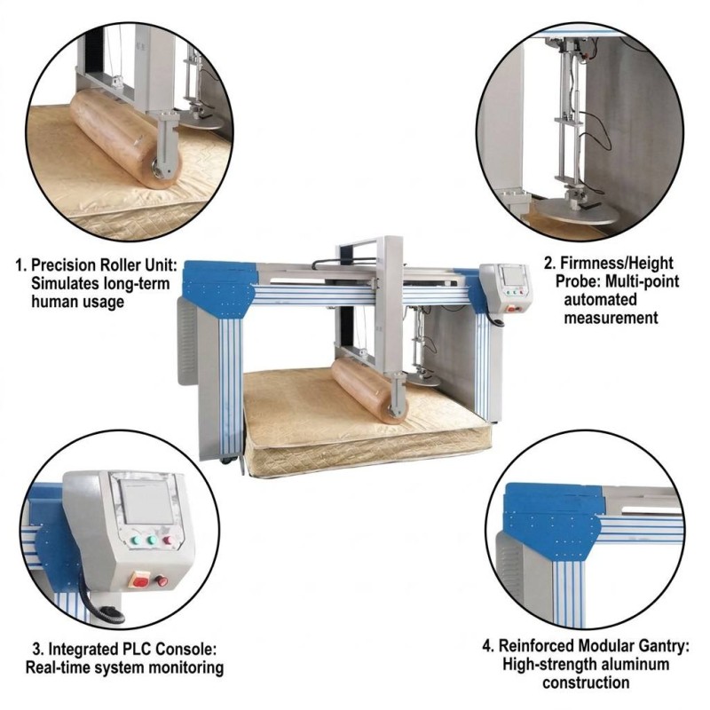 Automatic Mattress Comprehensive Durability Tester for Rolling and Edge Fatigue Test with PLC Control