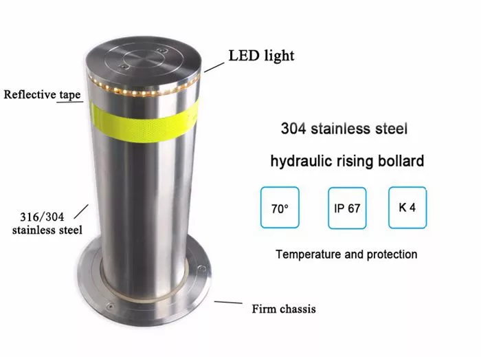 304 Stainless Steel Hydraulic Driveway Security Bollards Control Time 3S
