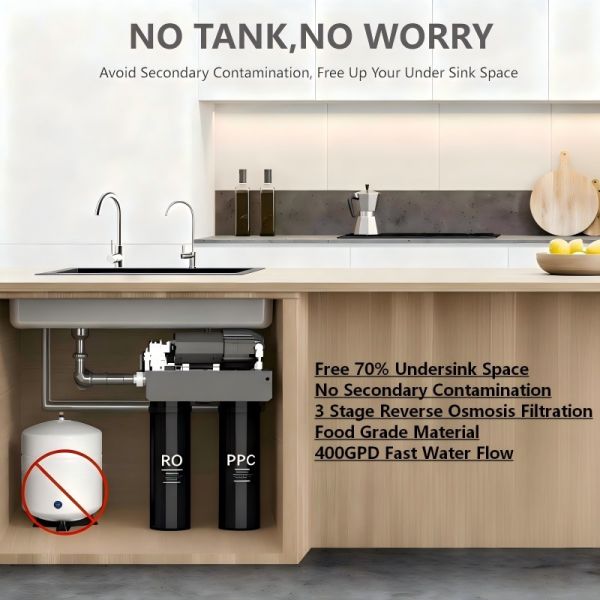 Compact 400GPD Under Sink RO System Integrated Design Space Saving