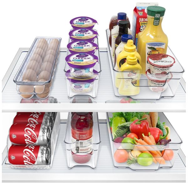 Fridge Bins and Freezer Organizer Refrigerator Bins Stackable Storage Containers BPA-Free Drawer