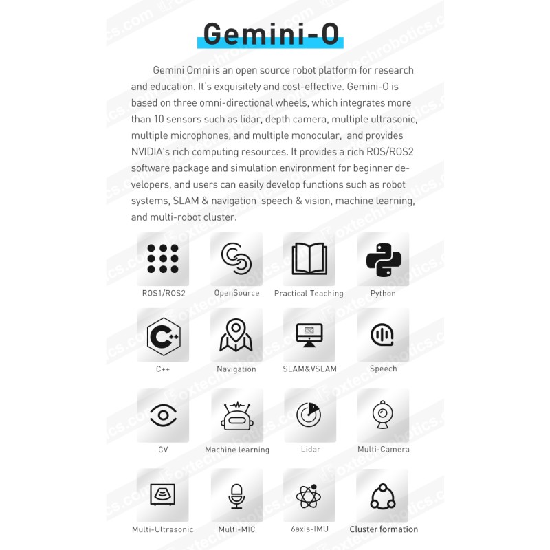 Gemini-O Programming Mini Rugged Round Obstacle Avoidance SDK Smart RC Education Modular Robot 3-Wheel Drive Omini Chassis