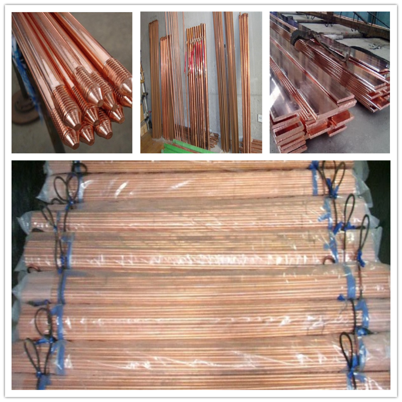 Weld Copper Ground Rod Threaded 1000mm 1200mm 1500mm Copper Earth Rod With Accessories