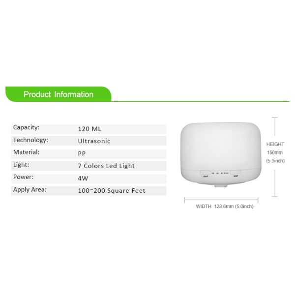 Indoor Household 5v 120ml Ultrasonic Aromatherapy Diffuser