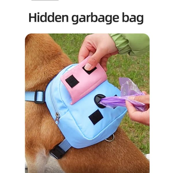Colorful Small Dog Backpack Harness Adjustable Pet Harness Backpack With Traction Rope