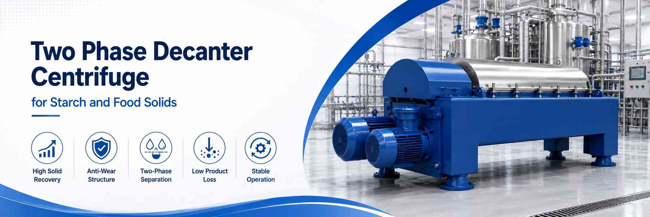 Two Phase Decanter Centrifuge for Starch and Food Solids