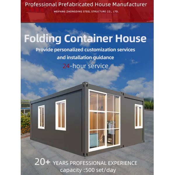 Steel Prefab House Hotel 20ft Foldable Luxury Container Houses with Glass Mirror