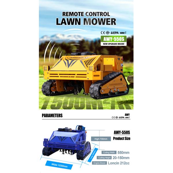 AWY 4-Stroke DIY Gasoline Remote Control Lawn Mower Self Propelled Grass Crusher