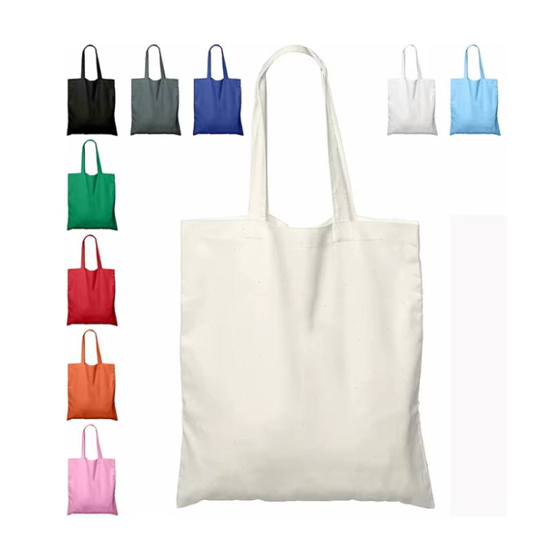 GiftExpress White Cotton Heavy Duty Canvas Shopping Bags Personalized