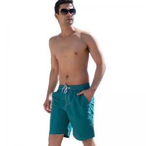 China Men's Quick Dry Woven Beach Pants Solid Color Five Minute Shorts Surf Swim Vacation on sale