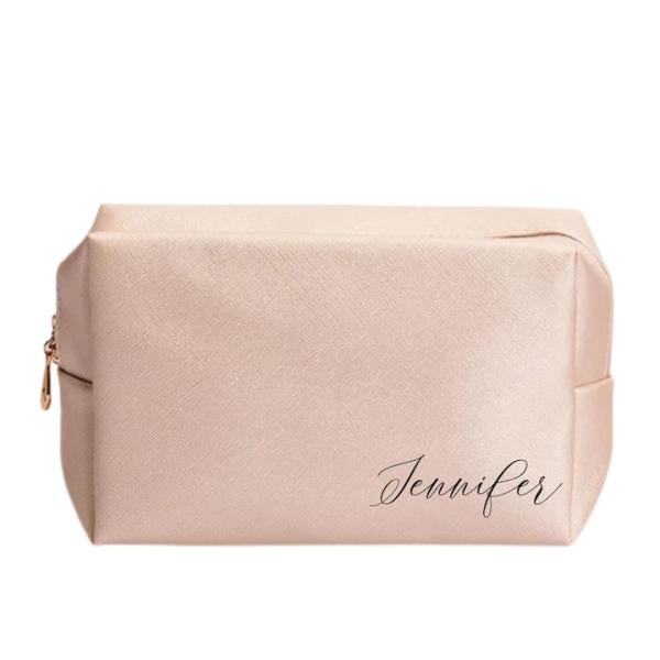 Portable Makeup Bag Opens Flat Lay Makeup Bag With Strap For Travel Waterproof Anti-Dust Large Leather Cosmetic Bag For Women