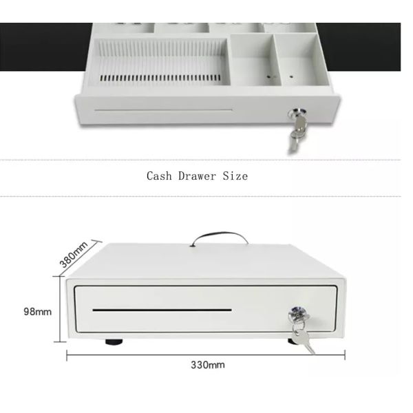 400mm Width Cash Drawer for Retail and Supermarket 4 Bill 3 Coin Tray Included