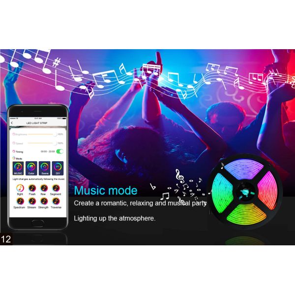5m Smart LED Light Strip Remote Control Sync To Music Addressable SMD5050 Dream Color