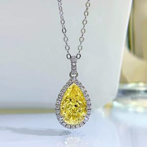 Buy cheap Yellow Gemstone Decor Water Drop Pendant Necklace Fashion Zircon Jewelry product