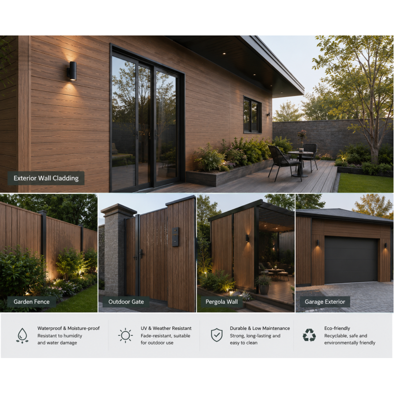 Wood Plastic Composite Wall Panel Waterproof UV-Stabilized WPC Cladding Terrace Backyard