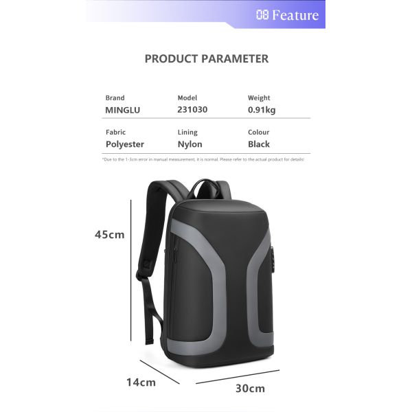 Softback Waterproof Business Backpack With USB Customized Logo