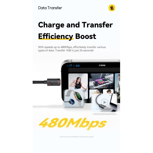 ESSAGER ES-X66 Spring Style 29W USB-C To Lighting Charging Cable Cord 1.8m Length Shielding Braid Included