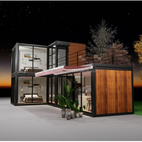 Galvanized Steel Square Tubes Main Structure Container Houses for Luxury Prefabricated Two-Bedroom Flat Pack Shipping