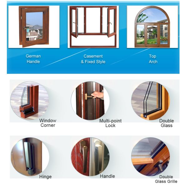 China Manufacture Aluminum Casement Windows For House With Ce Certified Solid Wooden Window