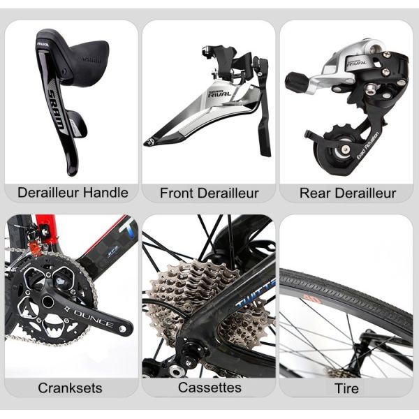 Full Inner Cable Carbon Fiber Road Bike Carbon Integrated Handlebar Carbon Wheels 700c
