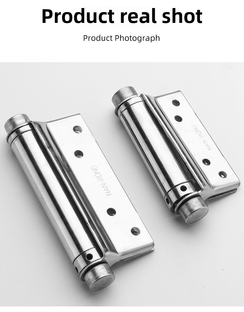 Modern Double-Open Automatic Closing Adjustable Stainless Steel Door Spring Hinge 110 Opening Angle Wall Mount