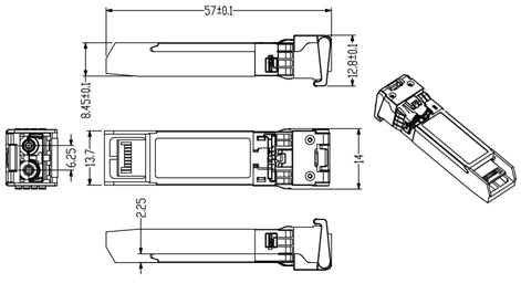 Duplex LC 10Gb SFP+ Module SMF 1310nm DFB PIN Receiver 20km