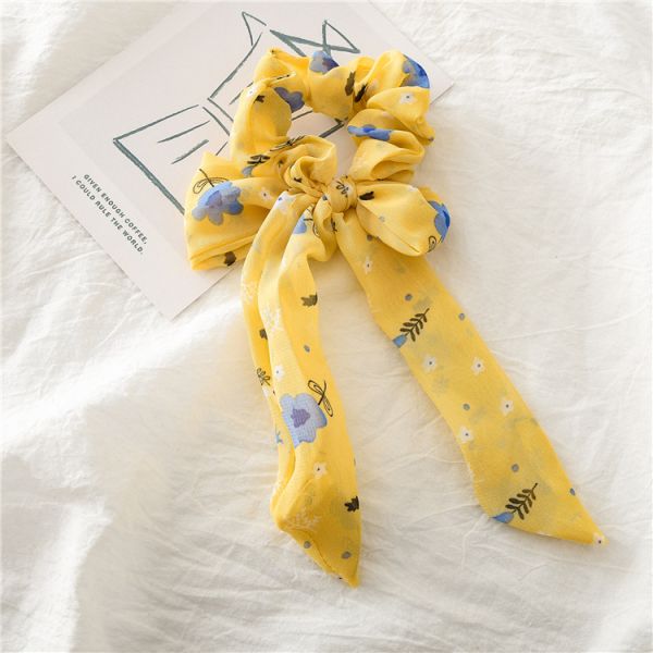 Korean knot bow large colon scrunchie women's ponytail hair streamer Chiffon fabric scrunchie headpiece