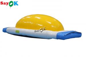 Buy cheap Yellow White 0.9mm PVC Inflatable Water Toys Obstacle Course Jumping Bouncing Bed product