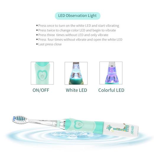 Sonic Vibrating Kids Rechargeable Toothbrush , Multi Colors Baby Sonic Toothbrush