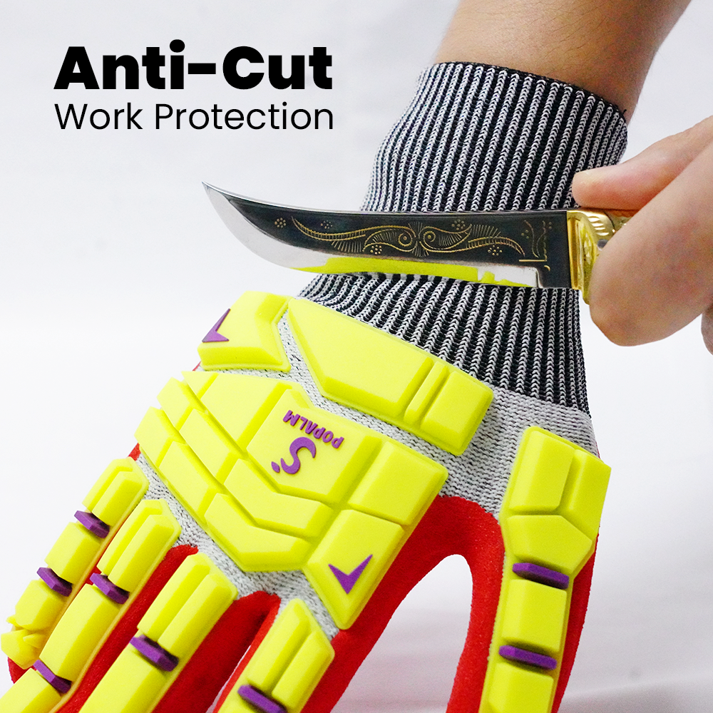 Industrial Grade Red Sandy Nitrile TPR Gloves Impact Defense And Enhanced Anti-Slip Performance