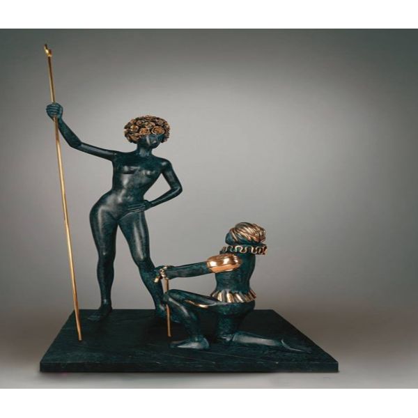 Handmade Bronze Modern Interior Sculptures Metal Art Painted Abstract Figure