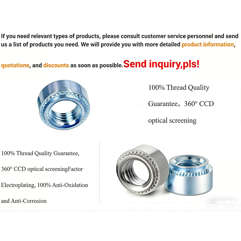 Heat Treated Black Oxide Coated High Load Capacity Custom Knurling Pattern Self Clinching Nut