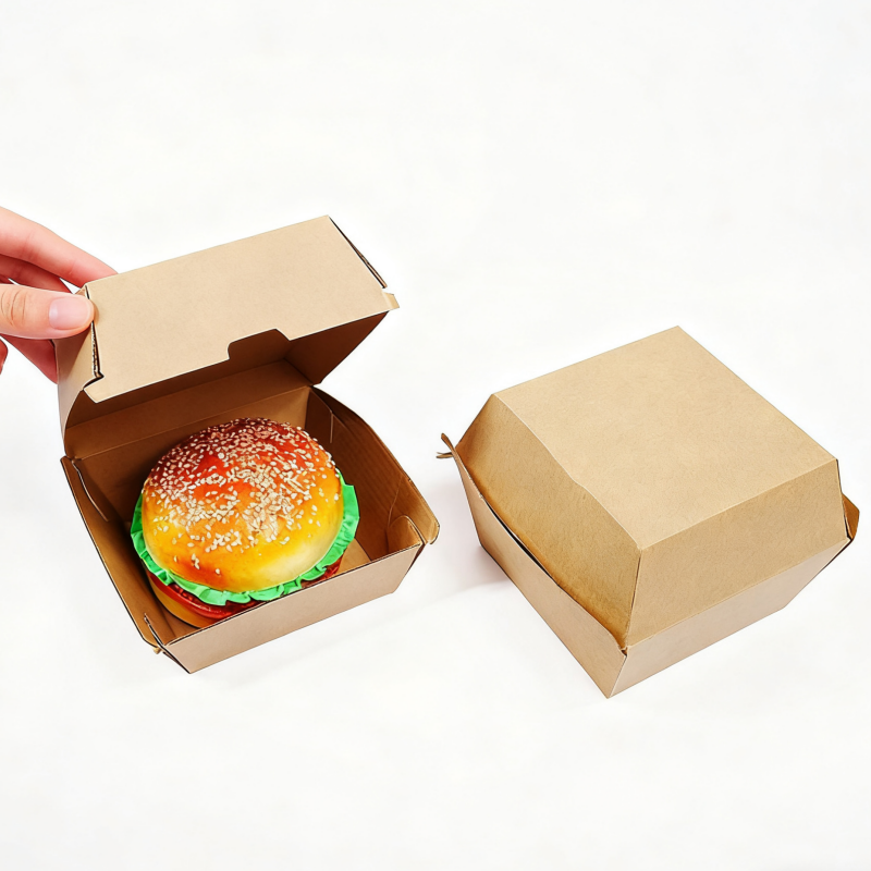 Eco-friendly and biodegradable corrugated cardboard packaging customized hamburger paper box