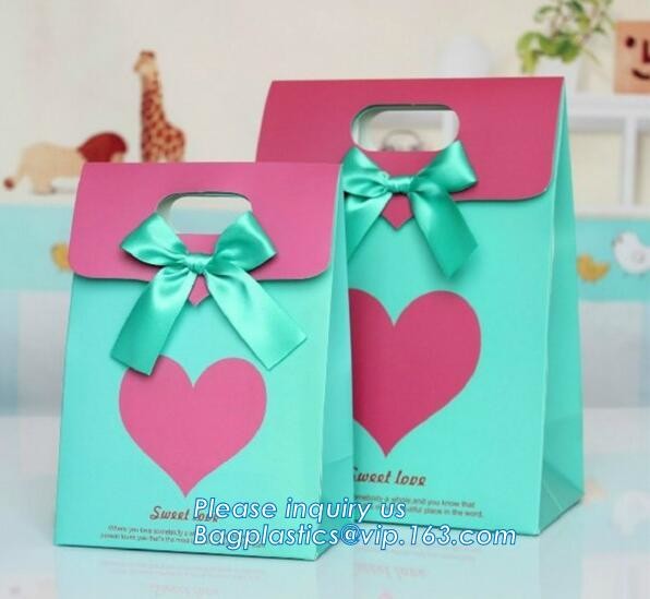 paper carrier bag,kraft paper bag,craft paper bag manufacturer,Printing Logo Paper Carrier Bag with Bowknot and Handle f