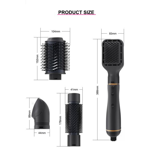 Multifunctional 4 In 1 Hot Air Brush 120C Temperature ABS Material