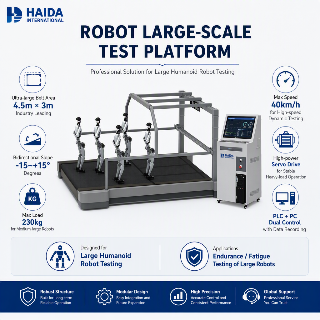 Humanoid Robot Large Scale Tester Platform Belt 230kg Load 40km/h Bidirectional Slope Endurance Fatigue Testing Equipment