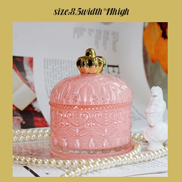 European Style Handmade Footed Glass Candy Jars Unique Shape