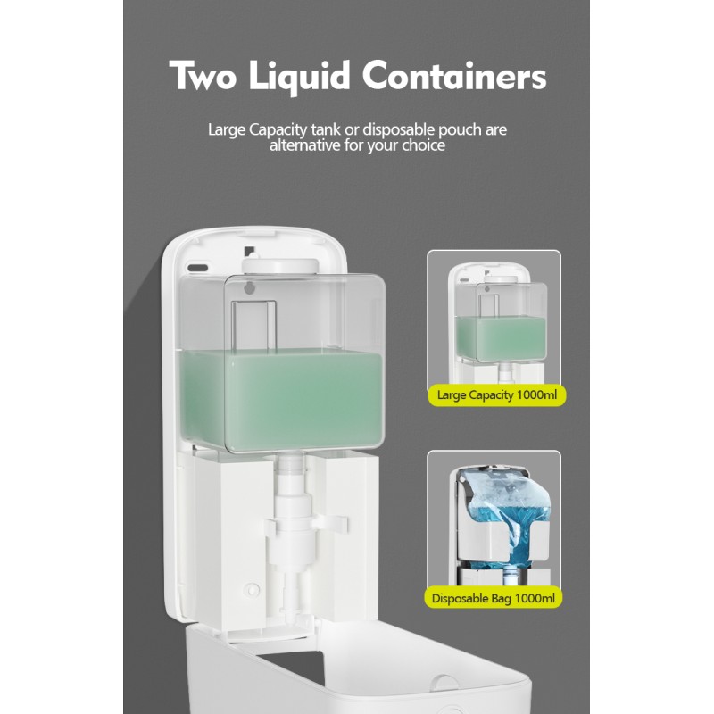 Inductive ABS Hand Sanitizer Dispenser 1000ML Capacity Wall Mounted Soap Dispenser