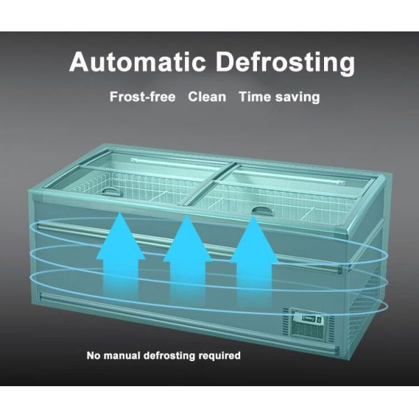 Supermarket Commercial Horizontal Frozen Food Storage Display Island Freezer Fridge