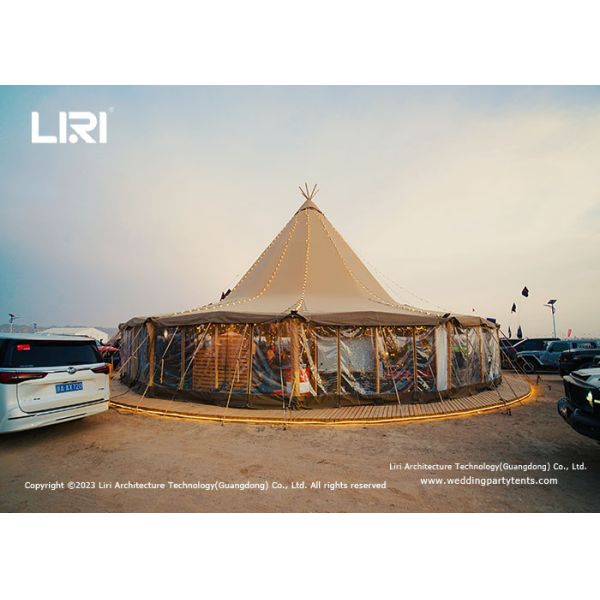 100 People Capacity Tipi Glamping Tents With Sidewall For Outdoor Party