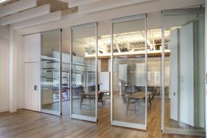 Buy cheap Transparent Glass Tempered Movable Partition Walls / Folding Glass Divider product
